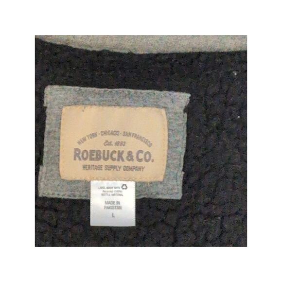 Vintage Sears Roebuck & Co Heavyweight Full Zip Hoodie Jacket Distressed Flag L - Picture 4 of 5